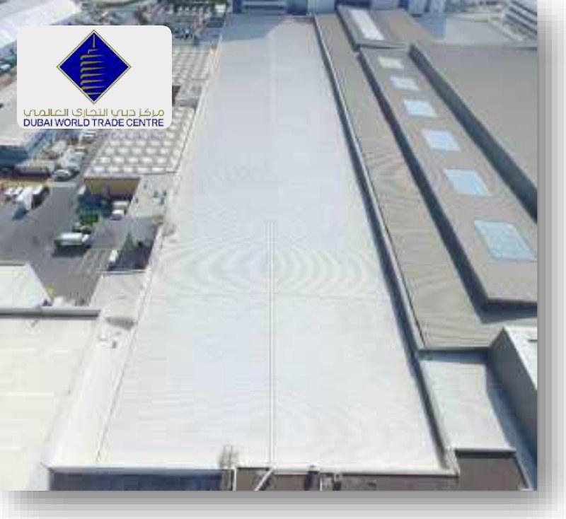 Coated metal roof of Dubai World Trade Centre exhibition halls
